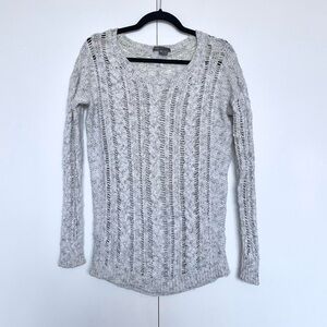 Vince | Light grey loose cable knit scoop neck long sleeve sweater | Size XS